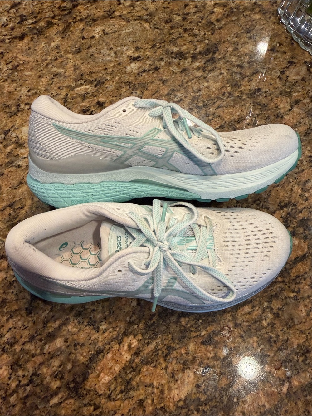 ASICS Gel-Kayano 28 Women's White and Mint Green Running Sneakers